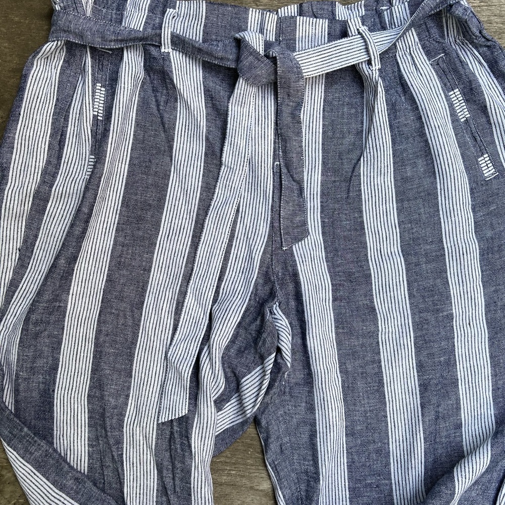 Caslon linen grey and white striped linen pants XL - Picture 3 of 5